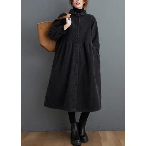 Style thick Cinched Fine trench coat black oversized coats