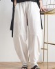 Vintage white cotton and linen loose casual trousers Zen lantern pants Vintage white cotton and linen loose casual trousers Zen lantern pants