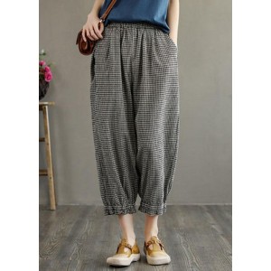 Bohemian Plaid Pockets Summer Linen Pants