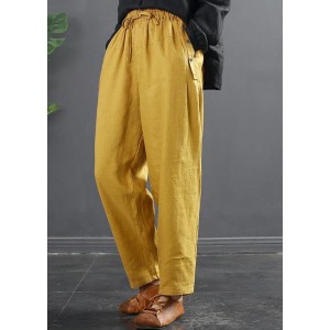 French Spring Wide Leg Pants Unique Yellow Inspiration Elastic Waist Wild Pants