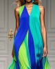 Modern Colorblock V Neck Patchwork Exra Large Hem Chiffon Beach Dress Summer Modern Colorblock V Neck Patchwork Exra Large Hem Chiffon Beach Dress Summer