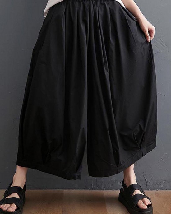 Modern Black High Waist asymmetrical design Summer Cotton Linen Pants Modern Black High Waist asymmetrical design Summer Cotton Linen Pants