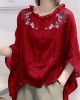 Art Navy Tops Ruffles Trim Half Sleeve Shirts Blouse Plus Size