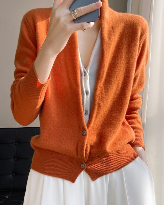 Women Green V Neck Button Patchwork Wool Knit Top Fall Women Green V Neck Button Patchwork Wool Knit Top Fall