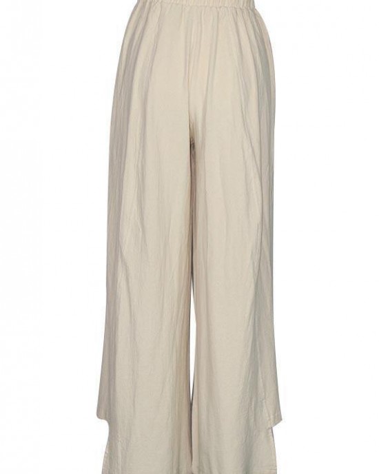 Handmade Khaki Print Dandelion Wide Leg Pants Summer Cotton Linen Handmade Khaki Print Dandelion Wide Leg Pants Summer Cotton Linen