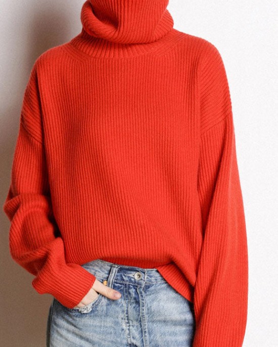 Boutique Red Turtle Neck cozy Cashmere Knitted Tops Winter Boutique Red Turtle Neck cozy Cashmere Knitted Tops Winter