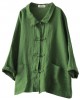 Beautiful Green Peter Pan Collar Pockets Summer Linen top Beautiful Green Peter Pan Collar Pockets Summer Linen top