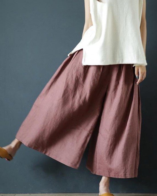 Chunxin original design cotton and linen wide-leg pants Chunxin original design cotton and linen wide-leg pants