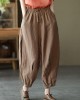 Simple Yellow Retro High Waist Pockets Summer Pants Linen Simple Yellow Retro High Waist Pockets Summer Pants Linen