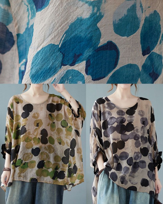 Plus Size Green O-Neck Dot Half Sleeve Shirts Plus Size Green O-Neck Dot Half Sleeve Shirts