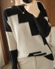 Women Grey Asymmetrical Patchwork Wool Knit Top Fall Women Grey Asymmetrical Patchwork Wool Knit Top Fall