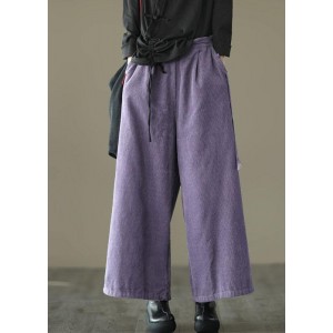 Stylish Purple High Waist Wide Leg Casual Pants