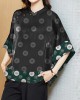 Vintage Black Mandarin Collar Asymmetrical Patchwork Jacquard Silk Shirts Batwing Sleeve Vintage Black Mandarin Collar Asymmetrical Patchwork Jacquard Silk Shirts Batwing Sleeve