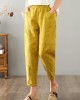 Natural Yellow Pockets Cotton Linen Pants Summer Natural Yellow Pockets Cotton Linen Pants Summer