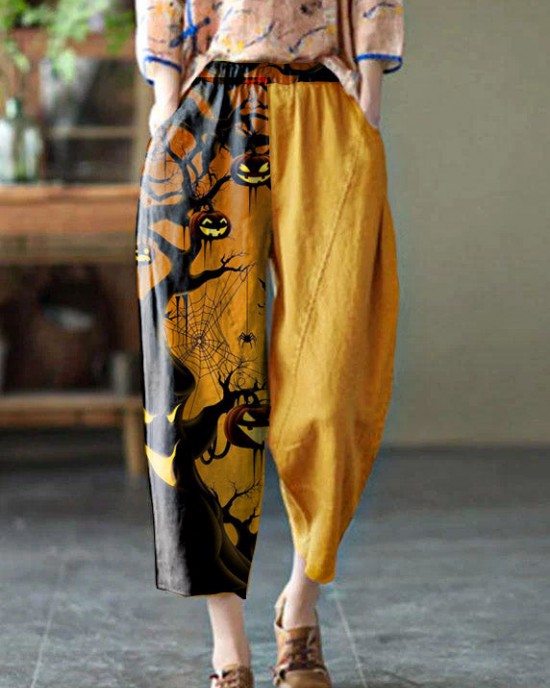 Natural Yellow Elastic Waist Summer Linen Harem Pants Natural Yellow Elastic Waist Summer Linen Harem Pants