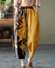 Natural Yellow Elastic Waist Summer Linen Harem Pants Natural Yellow Elastic Waist Summer Linen Harem Pants