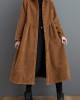 French blackish green corduroy coats Inspiration thick Cinched women coats ( Limited Stock)
