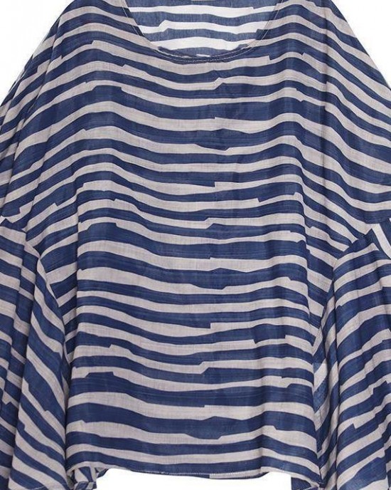 Organic Blue Striped Blouse O Neck Top Photography Organic Blue Striped Blouse O Neck Top Photography