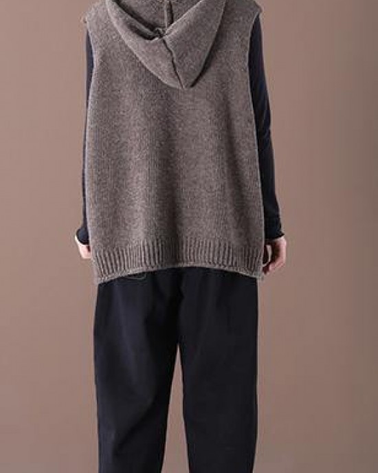 2025 New Loose Large Size Literary Hooded Knit Waistcoat Sweater Coat 2025 New Loose Large Size Literary Hooded Knit Waistcoat Sweater Coat