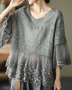 Loose Khaki O-Neck Embroideried Patchwork Summer Shirts Half Sleeve Loose Khaki O-Neck Embroideried Patchwork Summer Shirts Half Sleeve