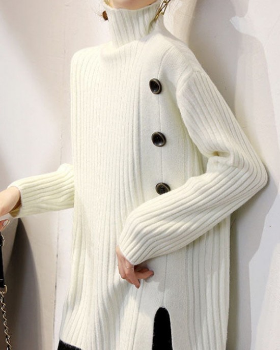 Boutique Khaki Turtleneck Thick Fall Winter Knit Sweater Boutique Khaki Turtleneck Thick Fall Winter Knit Sweater