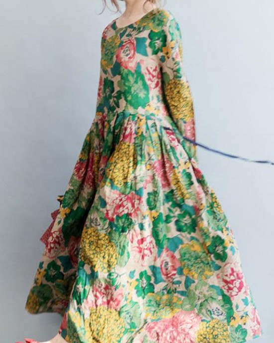 2025 fashion floral long linen dresses plus size clothing maxi dresses 2025 fashion floral long linen dresses plus size clothing maxi dresses