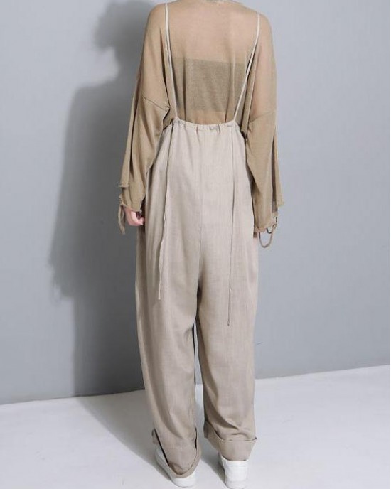 stylish women khaki cotton linen wide leg pants multiple wearing methods pants stylish women khaki cotton linen wide leg pants multiple wearing methods pants