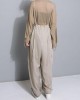 stylish women khaki cotton linen wide leg pants multiple wearing methods pants stylish women khaki cotton linen wide leg pants multiple wearing methods pants