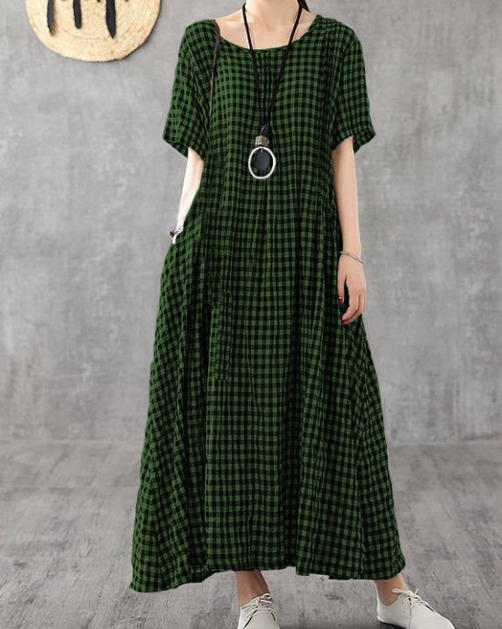 Vivid patchwork linen quilting dresses Runway black plaid Dresses summer Vivid patchwork linen quilting dresses Runway black plaid Dresses summer