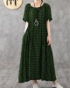 Vivid patchwork linen quilting dresses Runway black plaid Dresses summer Vivid patchwork linen quilting dresses Runway black plaid Dresses summer