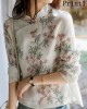 Unique Beige Print Linen Blouses Spring Unique Beige Print Linen Blouses Spring