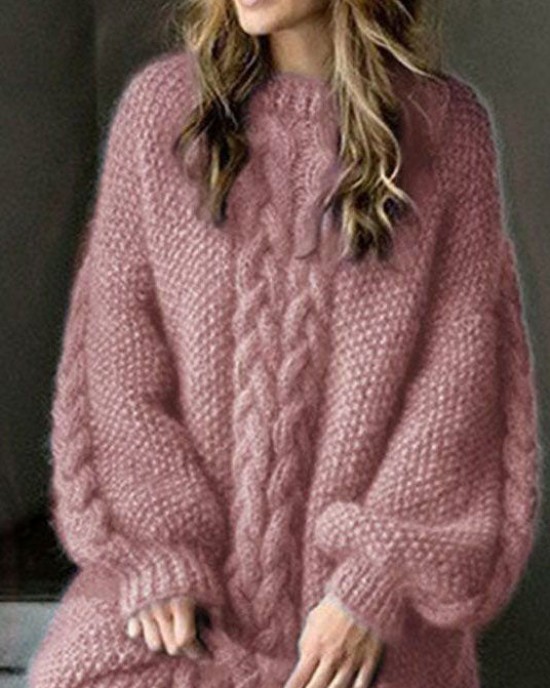 Classy pink thick Knit Sweater Dress Winter Classy pink thick Knit Sweater Dress Winter