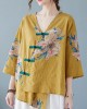 Yellow Button Shirt Tops Asymmetrical Half Sleeve Yellow Button Shirt Tops Asymmetrical Half Sleeve