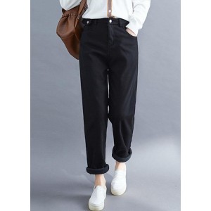 Handmade spring wild trousers oversize black Gifts pockets pants
