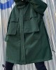 Art stand collar pockets fine clothes For Women army green Knee jackets Art stand collar pockets fine clothes For Women army green Knee jackets