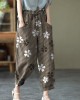 Art Khaki Tie Waist Pockets Summer Harem Pants Linen Art Khaki Tie Waist Pockets Summer Harem Pants Linen