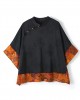 Vintage Black Mandarin Collar Asymmetrical Patchwork Jacquard Silk Shirts Batwing Sleeve Vintage Black Mandarin Collar Asymmetrical Patchwork Jacquard Silk Shirts Batwing Sleeve