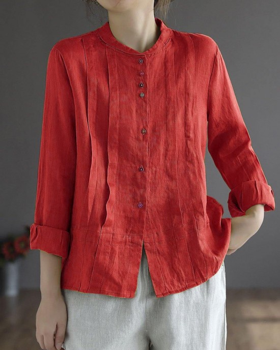 Women Yellow Elegant Button Fall Top Long Sleeve Linen Women Yellow Elegant Button Fall Top Long Sleeve Linen