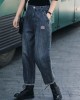 Style Navy High Waist Pockets Harem Casual Fall Denim Pants Style Navy High Waist Pockets Harem Casual Fall Denim Pants