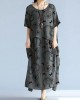 baggy gray long linen dresses oversized layered cotton maxi dress vintage short sleeve cotton clothing baggy gray long linen dresses oversized layered cotton maxi dress vintage short sleeve cotton clothing