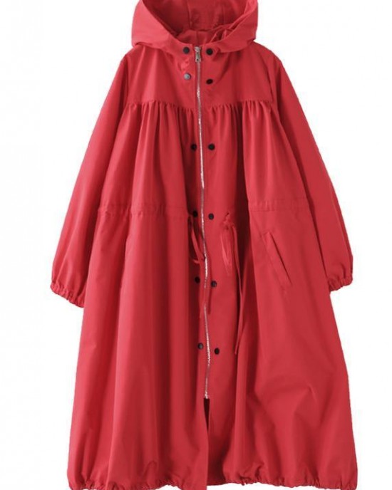 DIY hooded drawstring Fine clothes black silhouette outwears DIY hooded drawstring Fine clothes black silhouette outwears