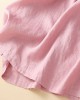 Unique Pink Peter Pan Collar Wrinkled Linen Holiday Dress Short Sleeve Unique Pink Peter Pan Collar Wrinkled Linen Holiday Dress Short Sleeve