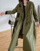 Chic Army Green Pockets Patchwork Button Zippered Fall Tie Waist Hooded Coat Long Sleeve Chic Army Green Pockets Patchwork Button Zippered Fall Tie Waist Hooded Coat Long Sleeve