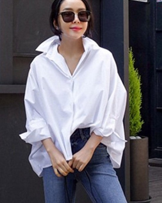 Unique White Peter Pan Collar Button Cotton Shirts Long Sleeve Unique White Peter Pan Collar Button Cotton Shirts Long Sleeve