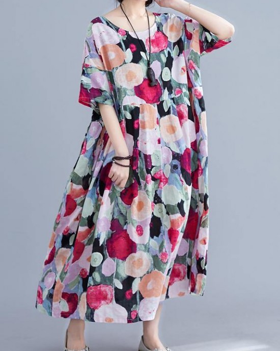 Bohemian floral Long dress half sleeve Cinched Maxi summer Dresses Bohemian floral Long dress half sleeve Cinched Maxi summer Dresses