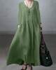 Simple and Loose V-neck Cotton and Linen Dress Simple and Loose V-neck Cotton and Linen Dress