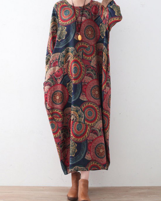 vintage blue red prints sweater dresses plus size clothing sweater casual o neck winter dress vintage blue red prints sweater dresses plus size clothing sweater casual o neck winter dress