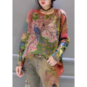 oversize vintage prints corduroy sweater thick warm long sleeve knit tops