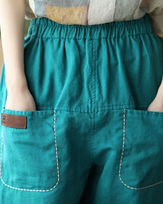 Loose Yellow Loose Casual Summer Pockets Pants Loose Yellow Loose Casual Summer Pockets Pants