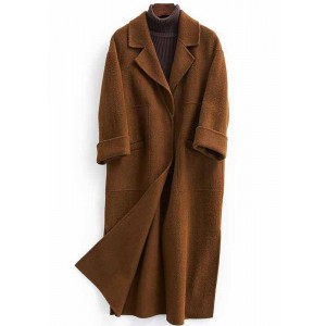 Fashion oversized trench coat half sleeve coats chocolate Notched Woolen Coats
